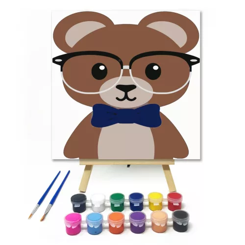 Mackó - gyerek számfestő készlet - Számfestő.hu - 30×30cm - keret nélkül