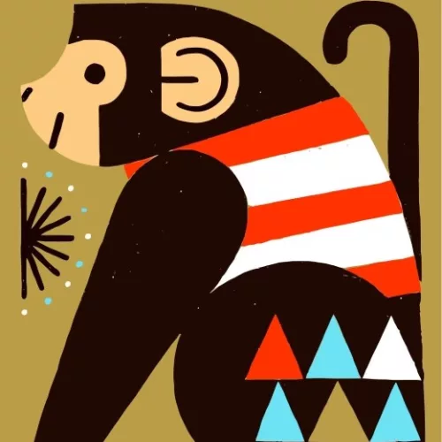 Aranyos Majom - gyerek számfestő készlet - Számfestő.hu - 40×40cm - keret nélkül