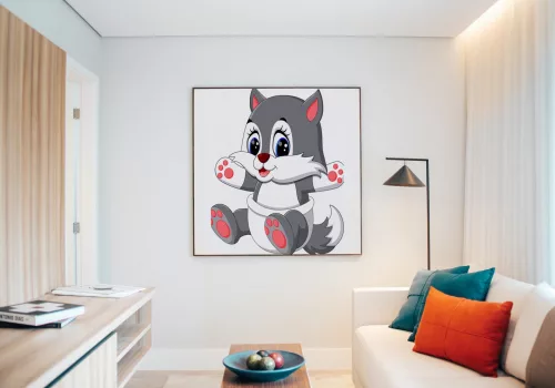 Kis Farkas - gyerek számfestő készlet - Számfestő.hu - 50×50cm - keretre feszítve