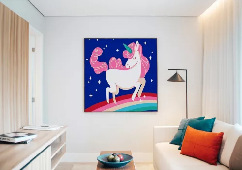 Csillagos Unikornis - gyerek számfestő készlet - Számfestő.hu - 50×50cm - keret nélkül