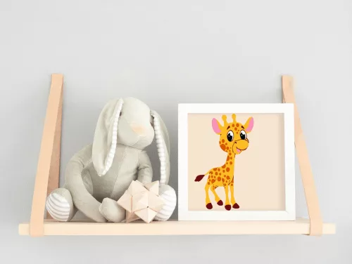 Kis Zsiráf - gyerek számfestő készlet - Számfestő.hu - 20×20cm - keret nélkül
