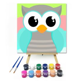 Kicsi Bagoly - gyerek számfestő készlet - Számfestő.hu - 20×20cm - keret nélkül