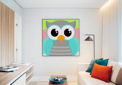 Kicsi Bagoly - gyerek számfestő készlet - Számfestő.hu - 40×40cm - keret nélkül