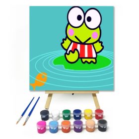 Zöld Béka - gyerek számfestő készlet - Számfestő.hu - 20×20cm - keret nélkül