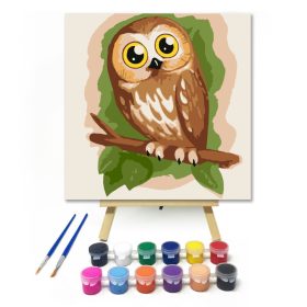 Aranyos Bagoly - gyerek számfestő készlet - Számfestő.hu - 20×20cm - keret nélkül