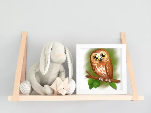 Aranyos Bagoly - gyerek számfestő készlet - Számfestő.hu - 40×40cm - keret nélkül