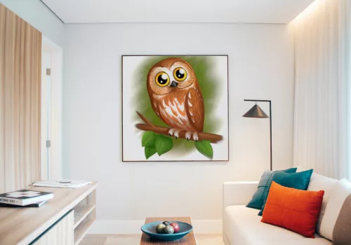 Aranyos Bagoly - gyerek számfestő készlet - Számfestő.hu - 20×20cm - keret nélkül