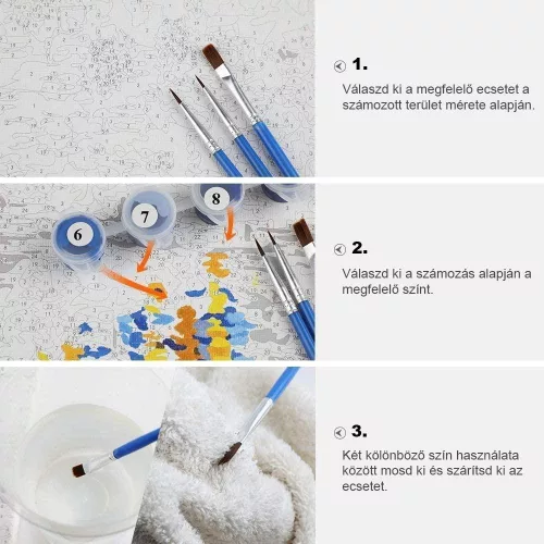 Aranyos Bagoly - gyerek számfestő készlet - Számfestő.hu - 50×50cm - keretre feszítve