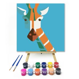 Zsiráf Fej - gyerek számfestő készlet - Számfestő.hu - 20×20cm - keret nélkül