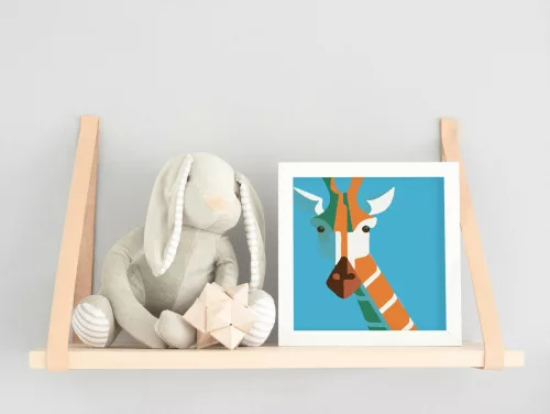 Zsiráf Fej - gyerek számfestő készlet - Számfestő.hu - 20×20cm - keret nélkül