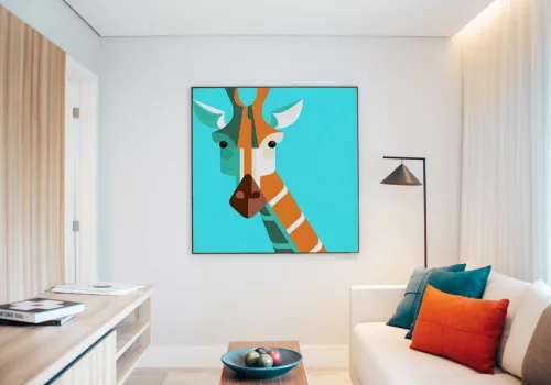 Zsiráf Fej - gyerek számfestő készlet - Számfestő.hu - 20×20cm - keretre feszítve