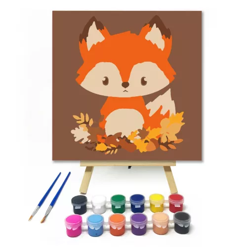 Róka - gyerek számfestő készlet - Számfestő.hu - 50×50cm - keret nélkül