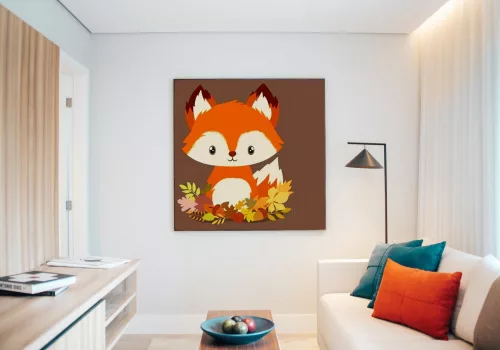 Róka - gyerek számfestő készlet - Számfestő.hu - 20×20cm - keretre feszítve