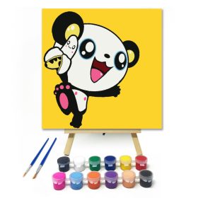Happy Panda - gyerek számfestő készlet - Számfestő.hu - 20×20cm - keret nélkül