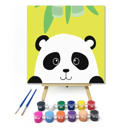 Csinos panda - gyerek számfestő készlet - Számfestő.hu - 50×50cm - keretre feszítve