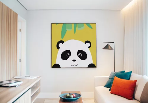 Csinos panda - gyerek számfestő készlet - Számfestő.hu - 40×40cm - keret nélkül