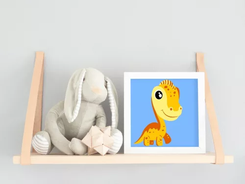 Sárga dino - gyerek számfestő készlet - Számfestő.hu - 40×40cm - keret nélkül