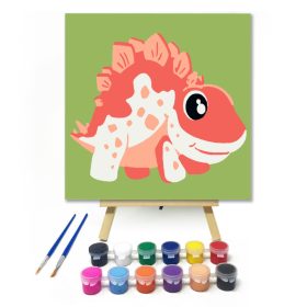 Narancs dinó - gyerek számfestő készlet - Számfestő.hu - 20×20cm - keret nélkül