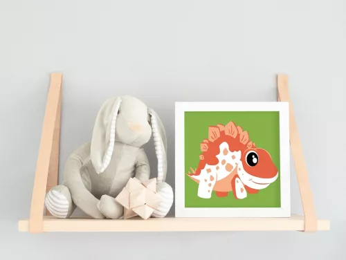 Narancs dinó - gyerek számfestő készlet - Számfestő.hu - 30×30cm - keretre feszítve