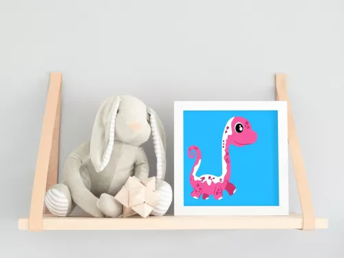 Pink dinó - gyerek számfestő készlet - Számfestő.hu - 20×20cm - keretre feszítve