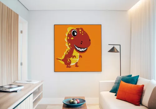 T-Rex - gyerek számfestő készlet - Számfestő.hu - 20×20cm - keret nélkül