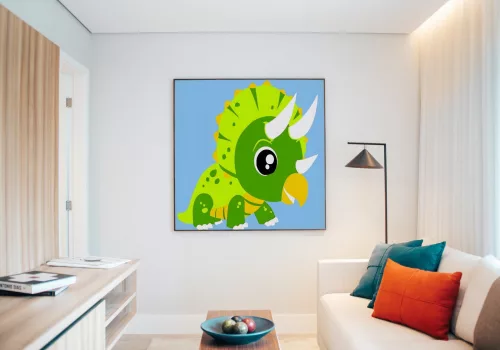 Triceratropsz - gyerek számfestő készlet - Számfestő.hu - 20×20cm - keret nélkül
