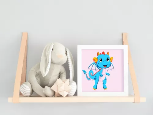 Kék sárkány - gyerek számfestő készlet - Számfestő.hu - 20×20cm - keret nélkül