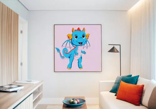 Kék sárkány - gyerek számfestő készlet - Számfestő.hu - 40×40cm - keret nélkül