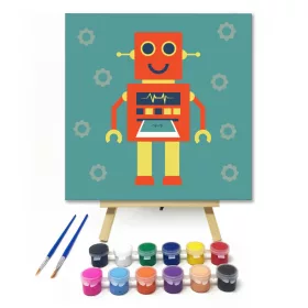 Robot - gyerek számfestő készlet - Számfestő.hu - 20×20cm - keret nélkül