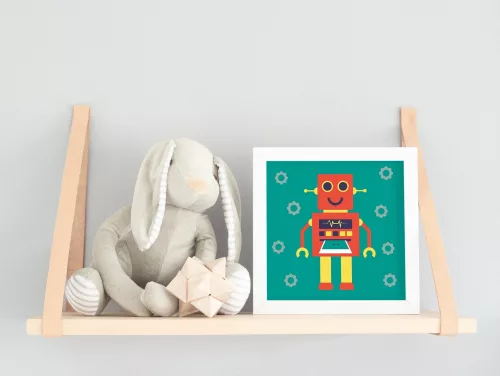 Robot - gyerek számfestő készlet - Számfestő.hu - 20×20cm - keret nélkül