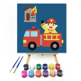 Sam Tűzoltó - gyerek számfestő készlet - Számfestő.hu - 20×20cm - keret nélkül