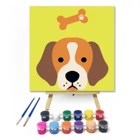 Kiskutya - gyerek számfestő készlet - Számfestő.hu - 20×20cm - keret nélkül