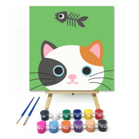 Kiscica - gyerek számfestő készlet - Számfestő.hu - 20×20cm - keret nélkül