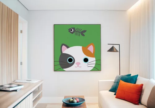 Kiscica - gyerek számfestő készlet - Számfestő.hu - 50×50cm - keretre feszítve
