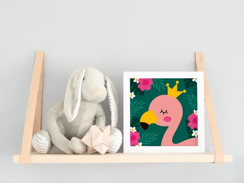 Flamingó Király - gyerek számfestő készlet - Számfestő.hu - 20×20cm - keretre feszítve