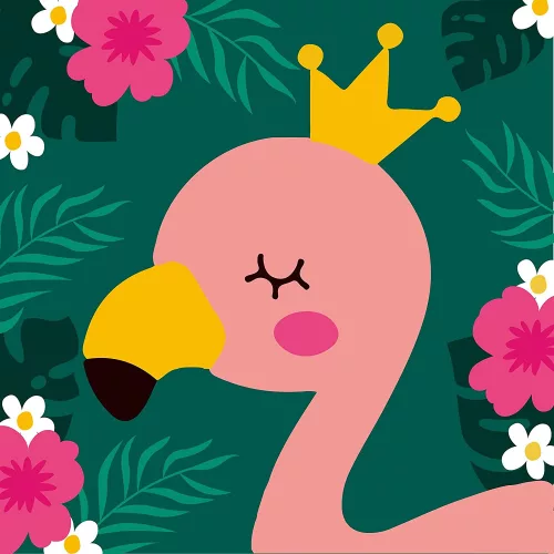 Flamingó Király - gyerek számfestő készlet - Számfestő.hu - 50×50cm - keret nélkül