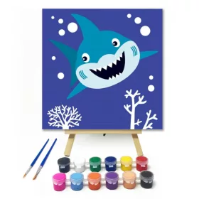 Cápa - gyerek számfestő készlet - Számfestő.hu - 20×20cm - keret nélkül