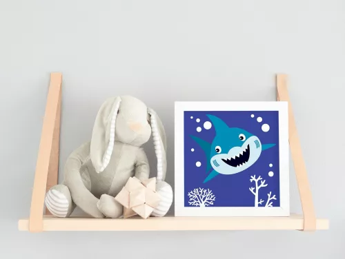 Cápa - gyerek számfestő készlet - Számfestő.hu - 20×20cm - keretre feszítve