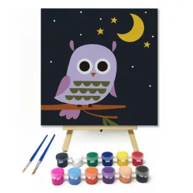 Éjszakai Bagoly - gyerek számfestő készlet - Számfestő.hu - 20×20cm - keret nélkül