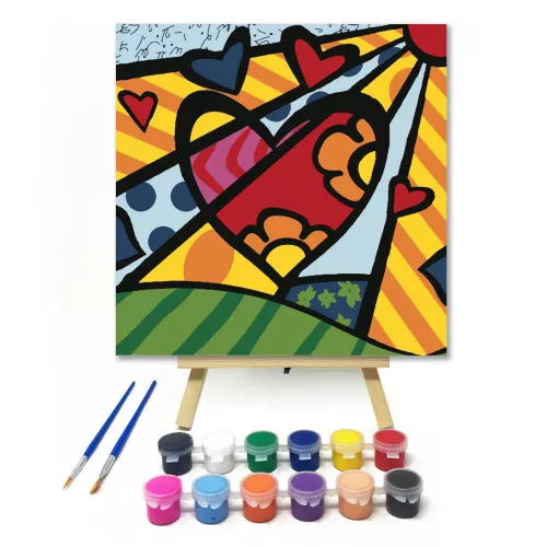 Szivecske - gyerek számfestő készlet - Számfestő.hu - 40×40cm - keretre feszítve