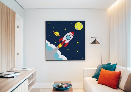 Űrhajó - gyerek számfestő készlet - Számfestő.hu - 20×20cm - keret nélkül