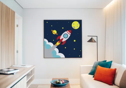Űrhajó - gyerek számfestő készlet - Számfestő.hu - 50×50cm - keretre feszítve