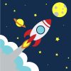 Űrhajó - gyerek számfestő készlet - Számfestő.hu - 20×20cm - keret nélkül