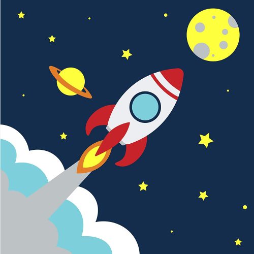Űrhajó - gyerek számfestő készlet - Számfestő.hu - 20×20cm - keret nélkül