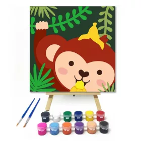 Éhes Majom - gyerek számfestő készlet - Számfestő.hu - 20×20cm - keret nélkül