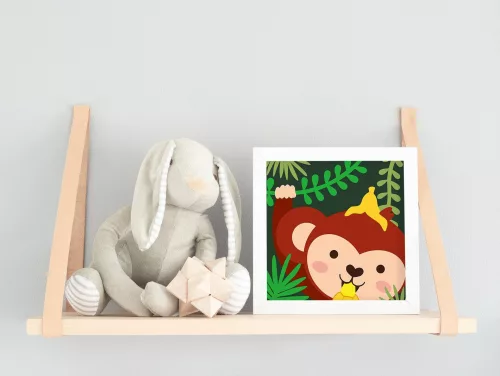 Éhes Majom - gyerek számfestő készlet - Számfestő.hu - 20×20cm - keret nélkül