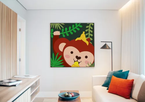 Éhes Majom - gyerek számfestő készlet - Számfestő.hu - 50×50cm - keret nélkül