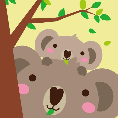 Koalák - gyerek számfestő készlet - Számfestő.hu - 50×50cm - keret nélkül