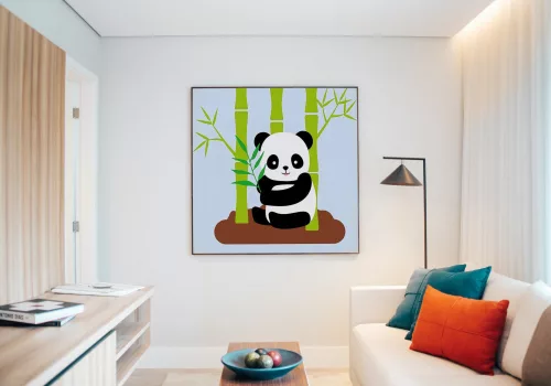 Aranyos Panda - gyerek számfestő készlet - Számfestő.hu - 20×20cm - keret nélkül