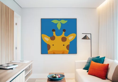 Zsiráf Fej - gyerek számfestő készlet - Számfestő.hu - 50×50cm - keret nélkül
